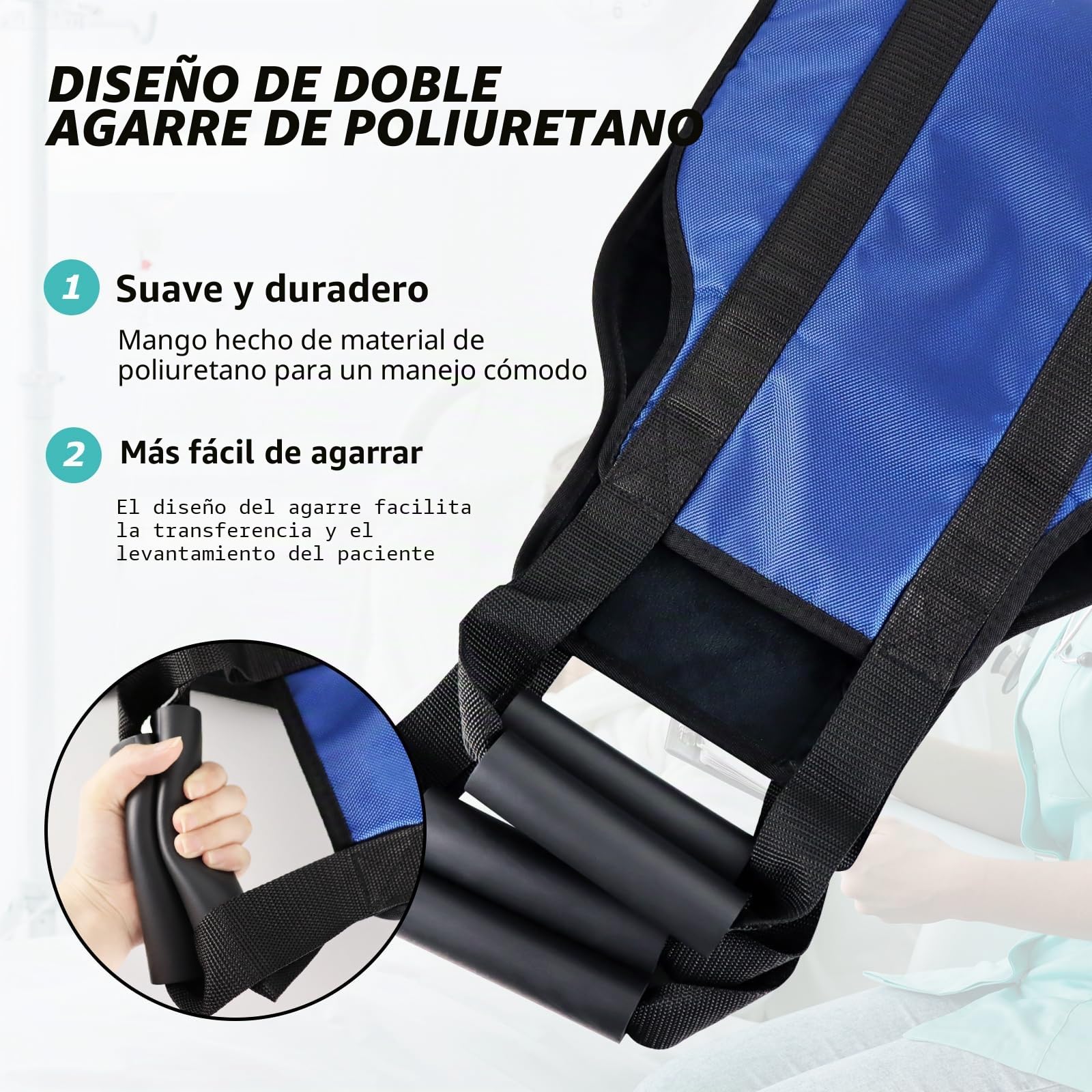 [LOSCHEN] Correa de transferencia de pacientes de 110 cm, extraancha, toalla de transferencia de cama para discapacitados, ancianos, geriátricos, heridos, para trasladar de forma segura el coche