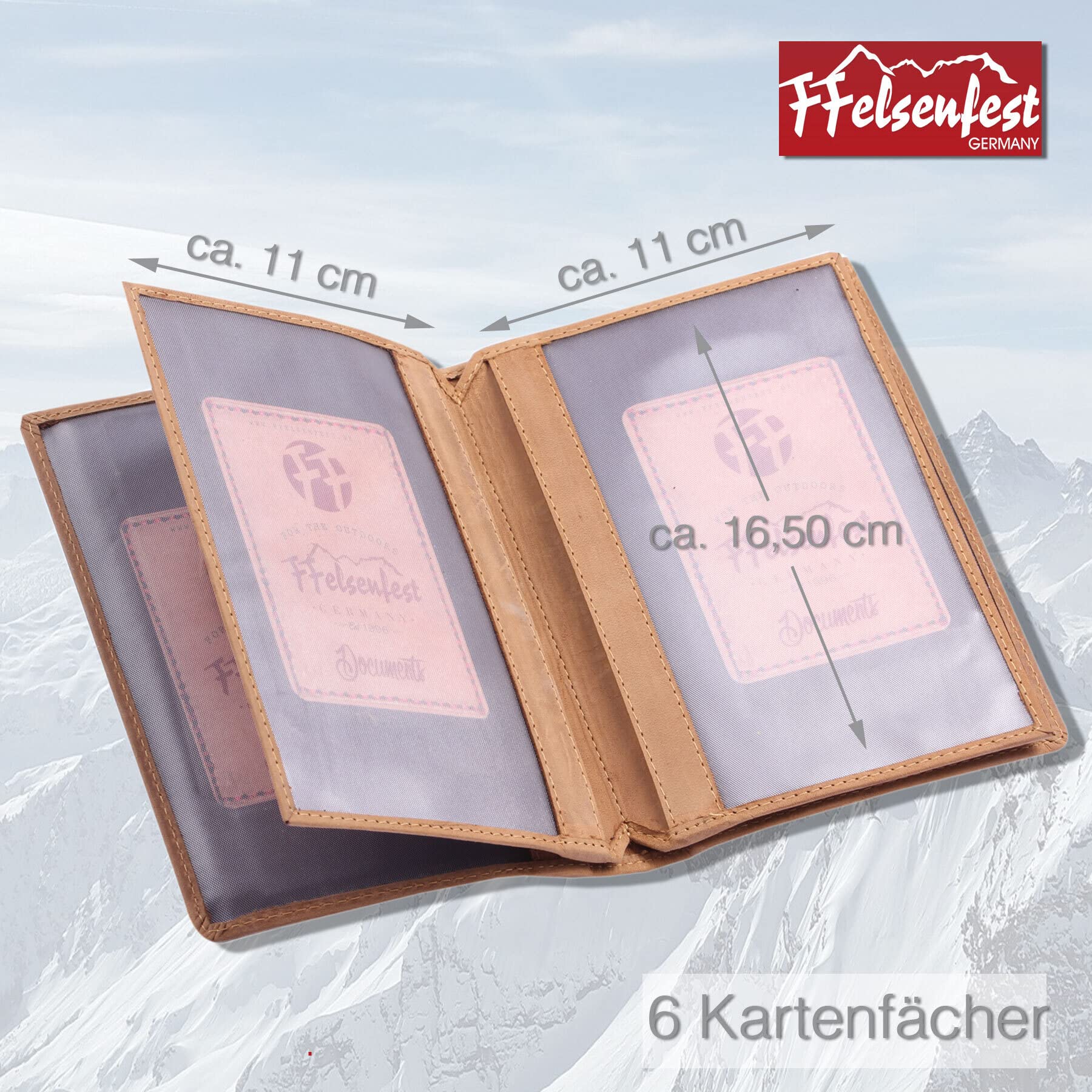 Jagdscheinmappe Leder mit Waidmannsheil Motiv I Heimtierausweis Impfpass Hülle DIN A6 Etui für Waffenschein Mappe Braun