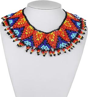 Zulu Beaded Bib Necklace - South African Statement Necklace - Maasai Style - Multicolor