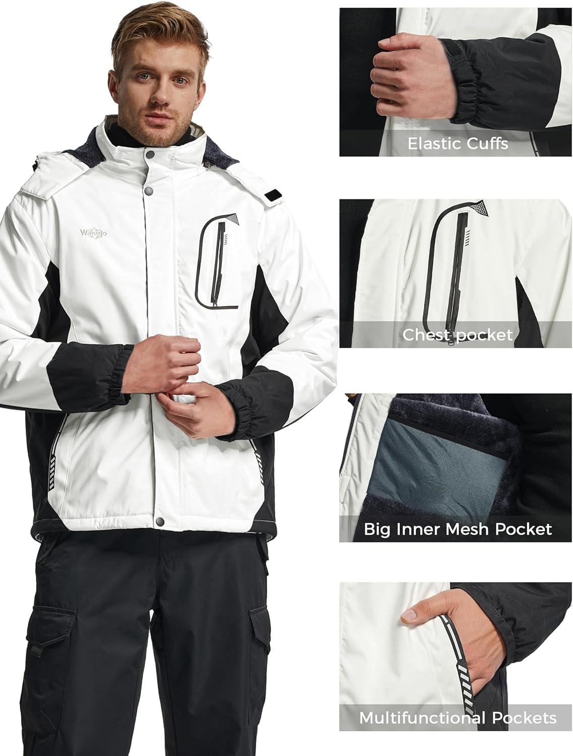 wantdo Men's Waterproof Ski Jacket Warm Winter Snow Jacket Snowboarding Jacket with Hood - Image 5