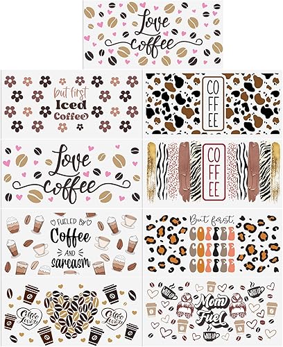 Miniatura 2 de David Angie Adhesivo de transferencia, 9 hojas de tema deportivo impermeable UV DTF Cup Wrap Rub on Transfers Pegatinas Adhesivos, Papel de