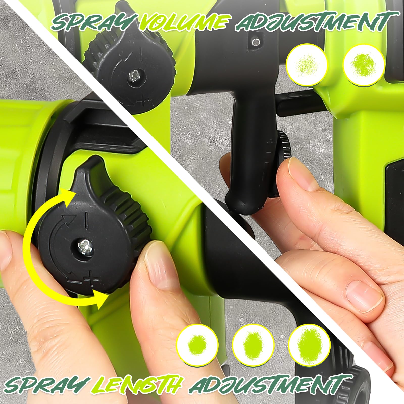 Huanyu Spruzzatore di vernice a batteria, 5 ugelli, 3 modelli(CN6000 Verde) | 2 batterie da 21V 4.0Ah, 900ml, Spruzzatore di vernice elettrico per recinzioni, capanni e mobili