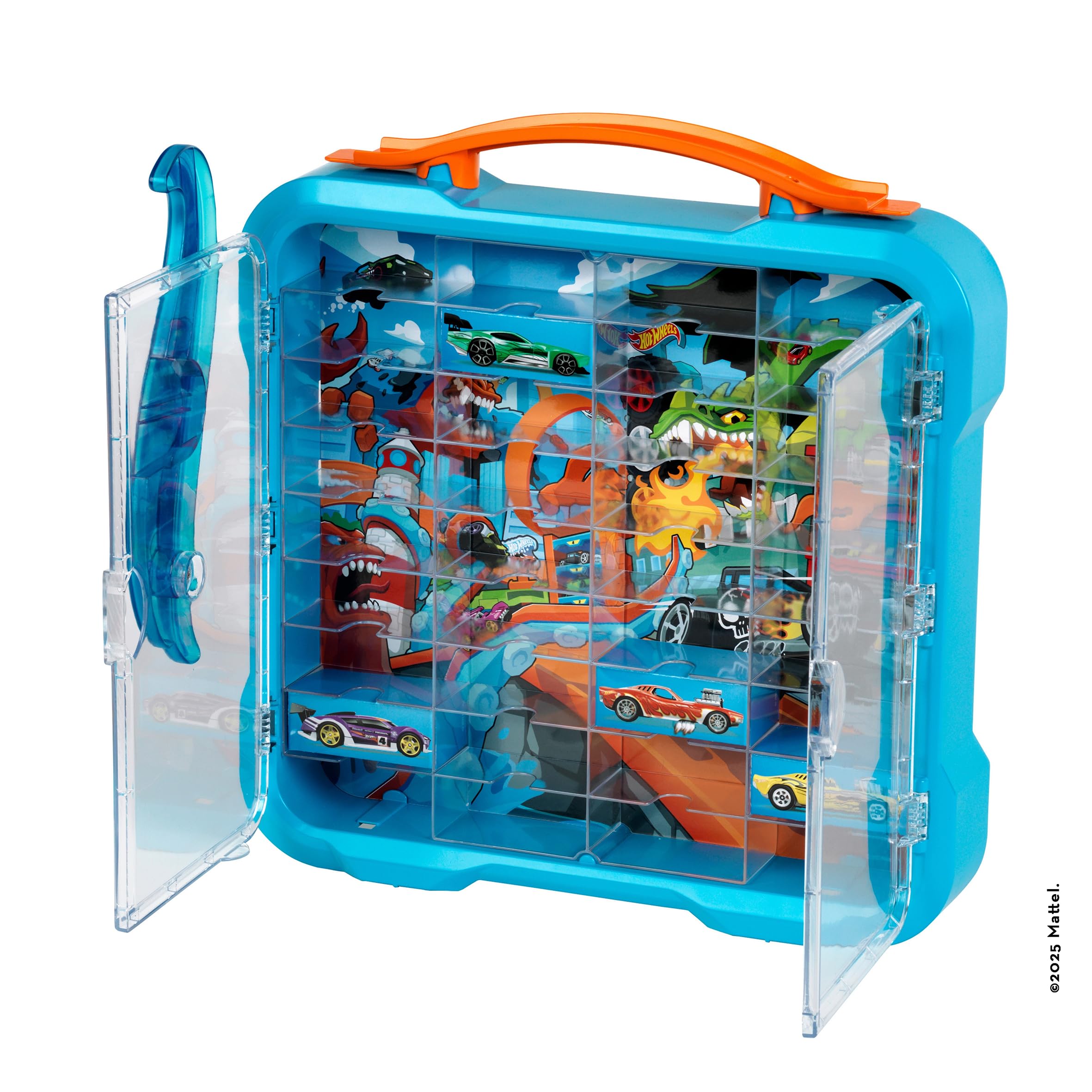 Theo Klein 2411 Hot Wheels Vitrine de Collection, Rangement Cool avec lumière, Fixation Murale et Espace pour 36 Voitures, Jouet pour Enfants à partir de 3 Ans