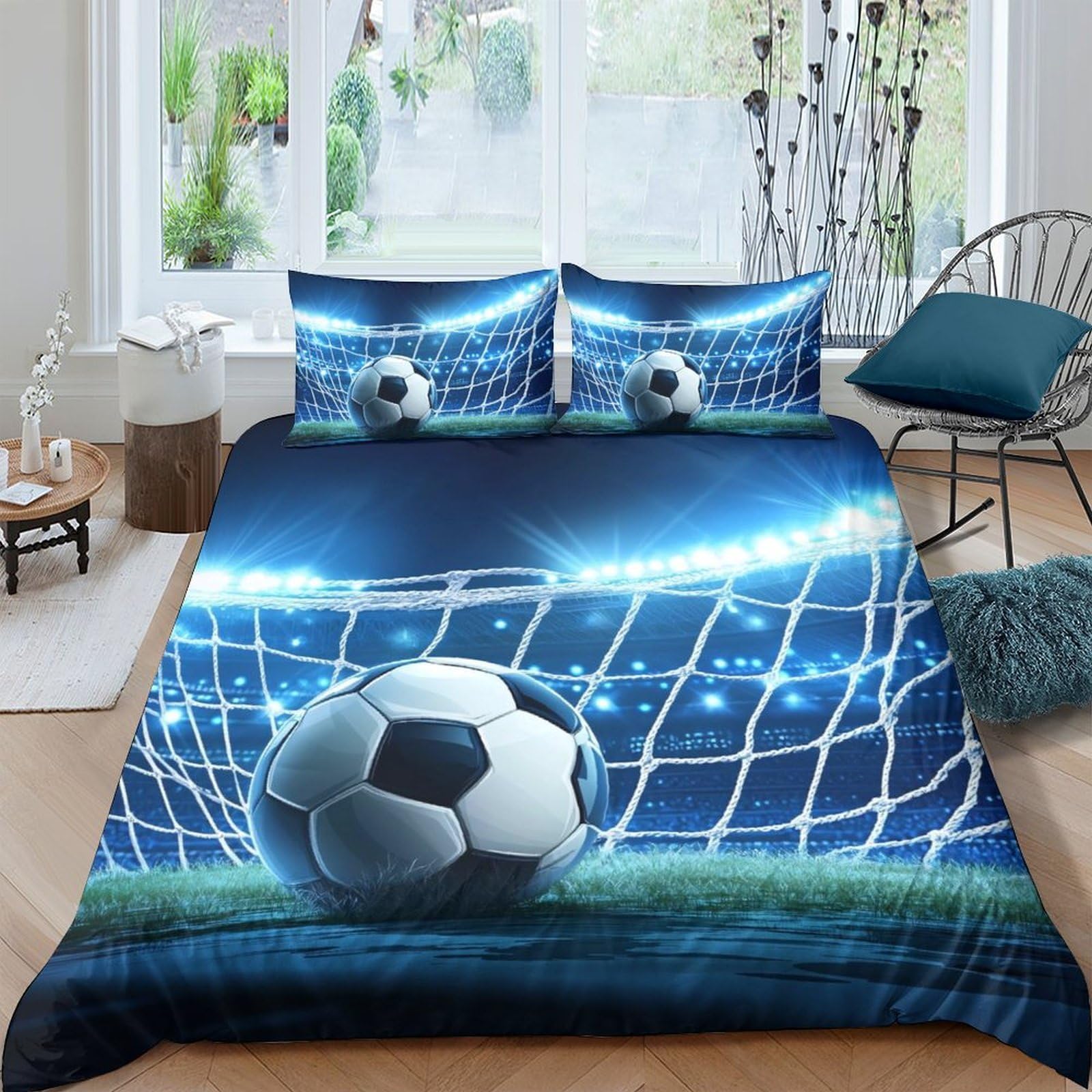 Ctjqhvkz Style-5 3D Printed Stadium Night Football Fitted Sheet Microfiber Soft Mattress Cover Anti-Slip Machine Washable For Bedroom Decor Single（135X200cm）