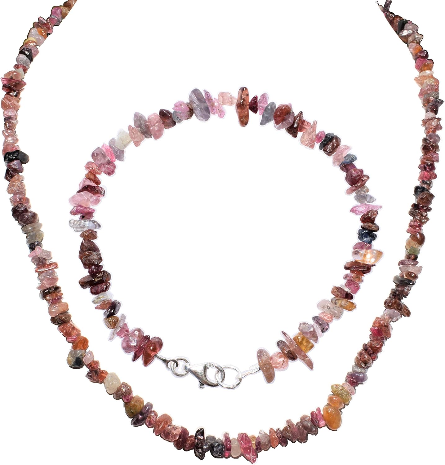 Himalayan Natural Chip Jewelry Set (18" Necklace, 7" Bracelet, 2" Earrings) [Selenite Charged] + Selenite Charging Heart [Included]