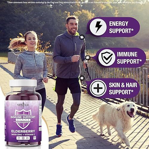 Miniatura 5 de NEW AGE Gomitas Ultimate Immune Support – Paquete de 2 – Extracto de saúco negro Sambucus con vitamina C y zinc, 60 unidades y gomitas de vitamina