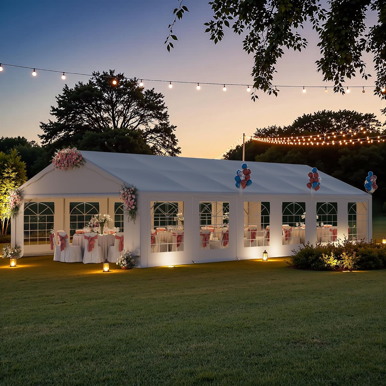 Devoko 20x40 Party Tent Heavy Duty Outdoor Gazebo with Removable Sidewall, Outdoor Event Shelter Canopy, Large Tent for Wedding, Carport, Parties, Waterproof (White)