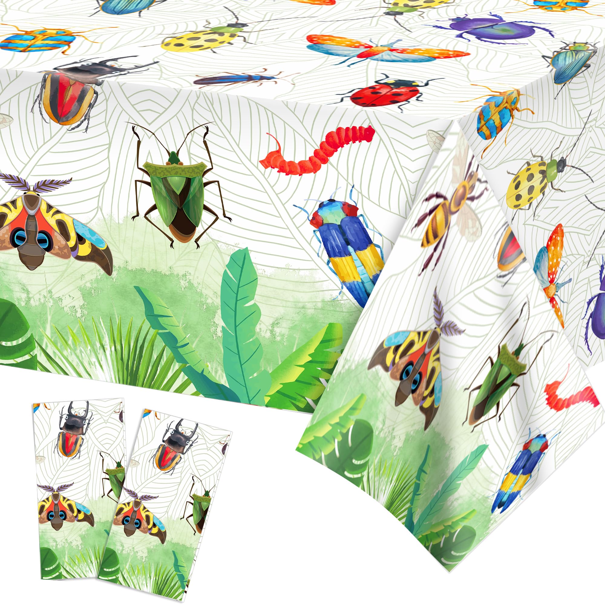 2 Pack Insect Plastic Tablecloths 54 x 87 Inch Colourful Bug Tablecloth Set