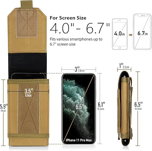 Miniatura 3 de LIVANS Funda táctica Molle para teléfono, funda táctica para teléfono celular, funda para cinturón para teléfono celular de 4 a 6.7 pulgadas,