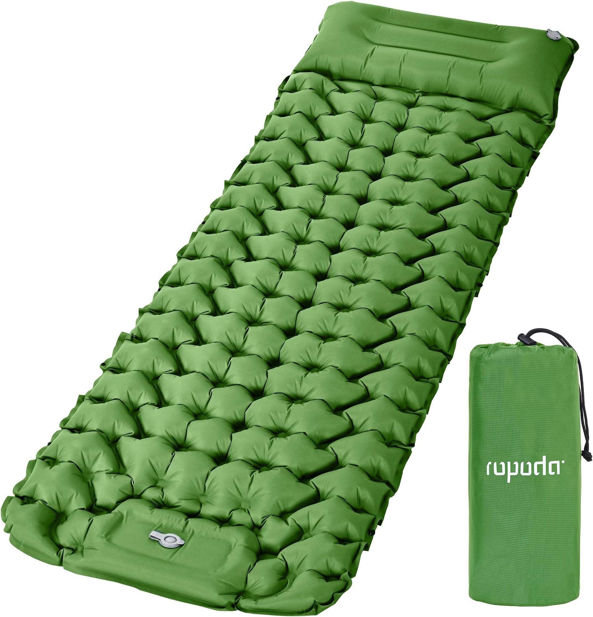ropoda Extra Thickness 3.9'' Inflatable Sleeping Pad for Camping with Pillow, Built-in Foot Pump, 77''*27'' Sleeping Mat with Carry Bag, Ultralight & Compact Camping Mattress for Hiking, Camping