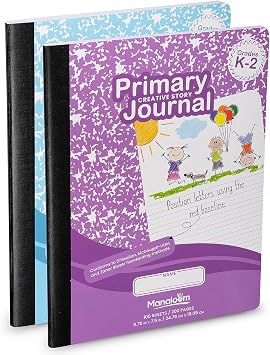 Primary Journal Grades K-2, Preschool, 1st Grade, Kindergarten Notebooks, Primary Ruled Composition Notebooks for Kids - 9.75 x 7.50 - Sturdy Covers - 100 Sheets - Assorted Colors - 2 Pack