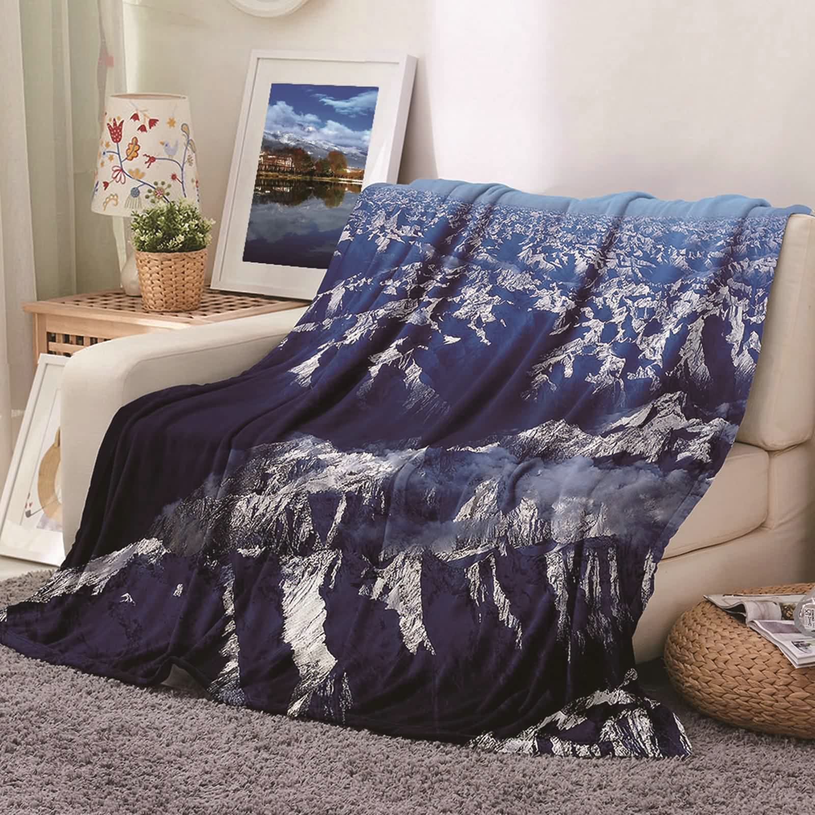 Aeici Couverture Polaire, Couvertures Polaires en Flanelle Couverture 180x220 cm Montagne Couverture Canapé Cadeau pour Adultes et Enfants