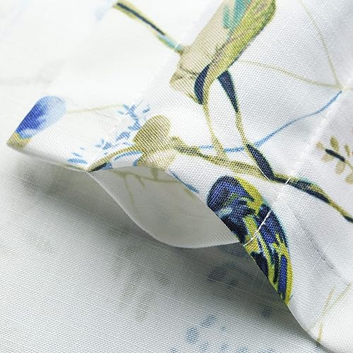 Miniatura 2 de VOGOL Juego de cortinas y cenefas de cocina, 3 piezas beige con patrón de pájaros y hojas con textura de lino para ventana de granja, dormitorio,