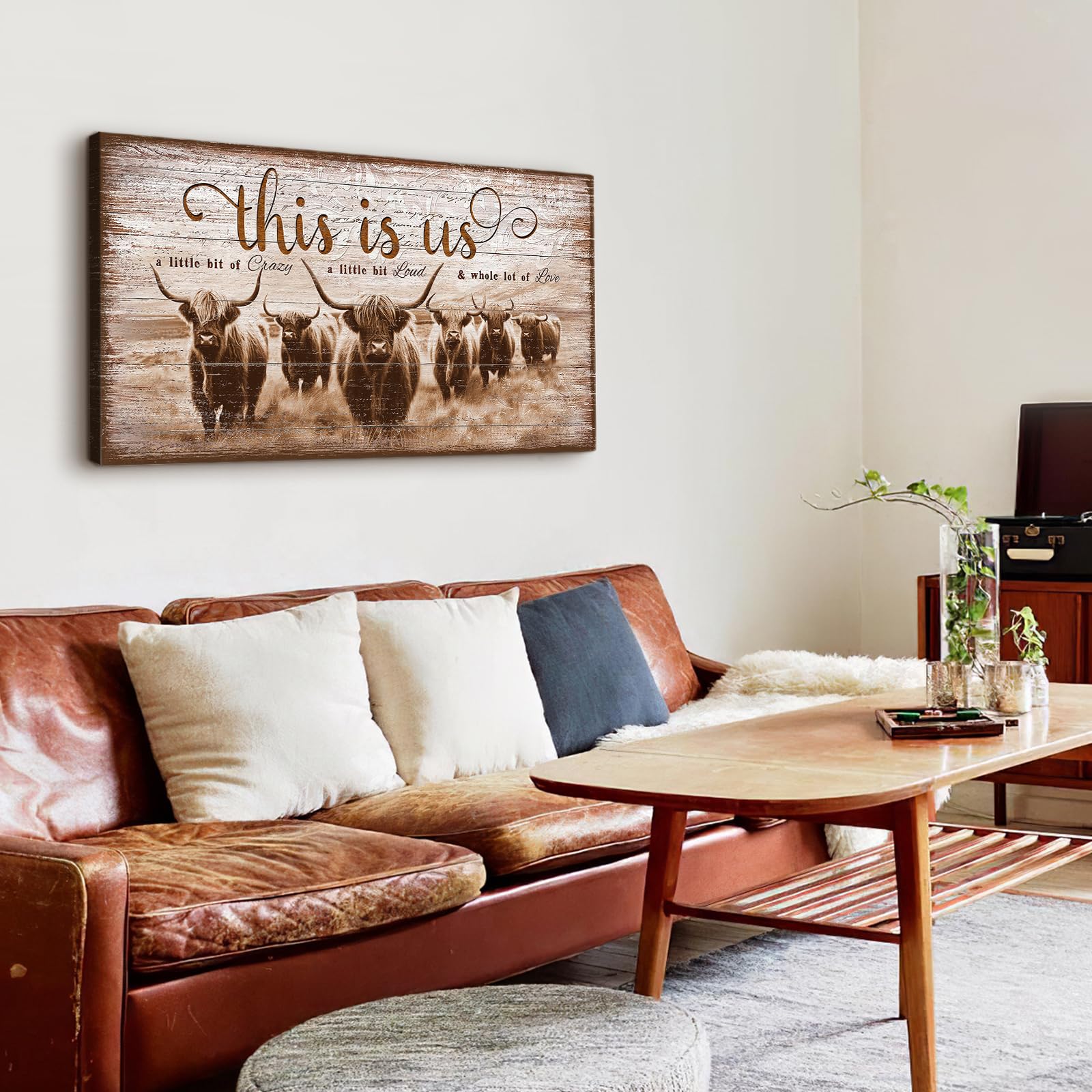 Amazon.co.jp: Highland Cow Canvas ウォールアート-ブラウンカウ 