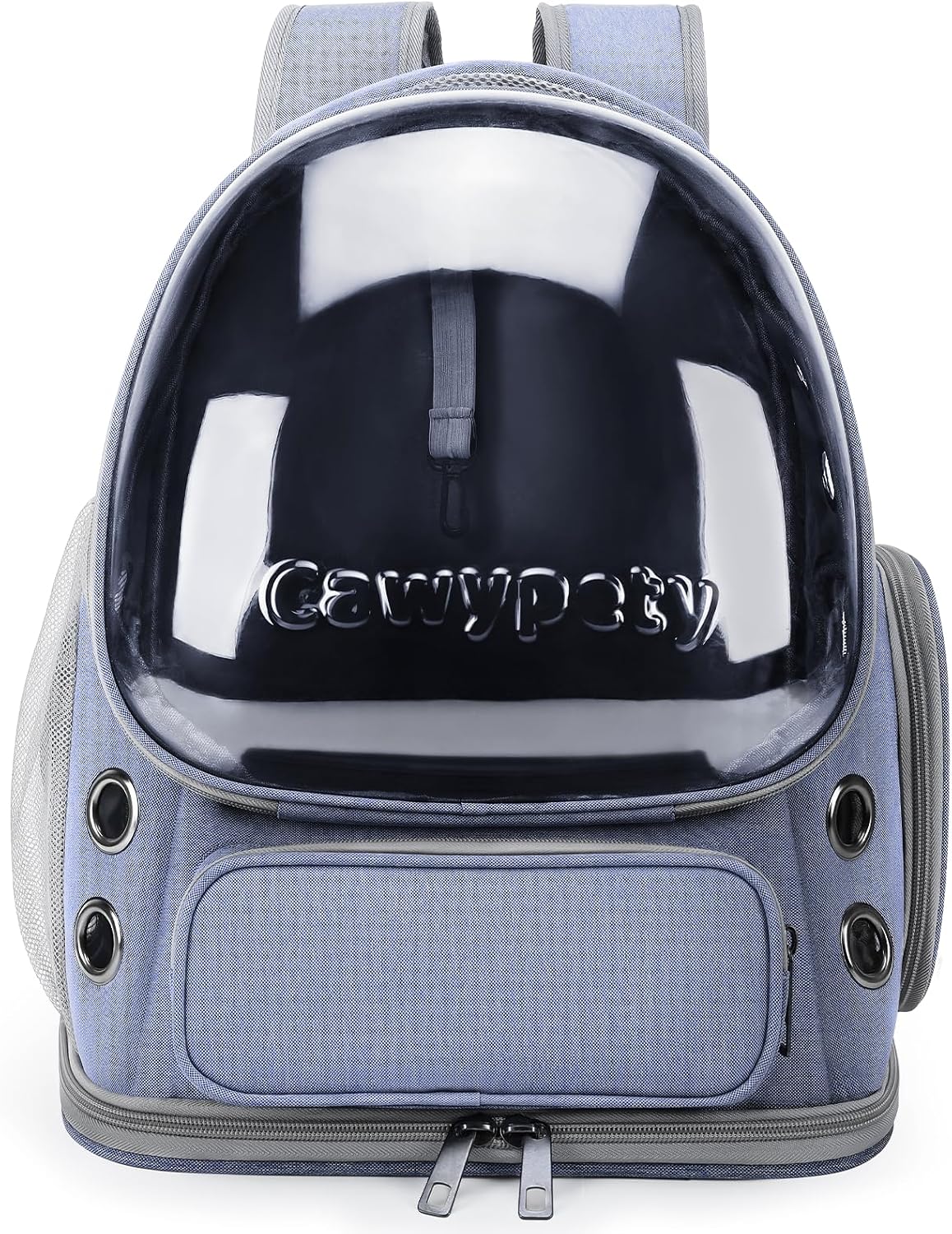Cawypety Cat Backpack Carrier, Breathable Cat Carrier Large Space Bubble Pet Backpack for Kitty Small Dog up to 12lbs, Transparent & Foldable Pet Carrier for Travel Hiking (Blue