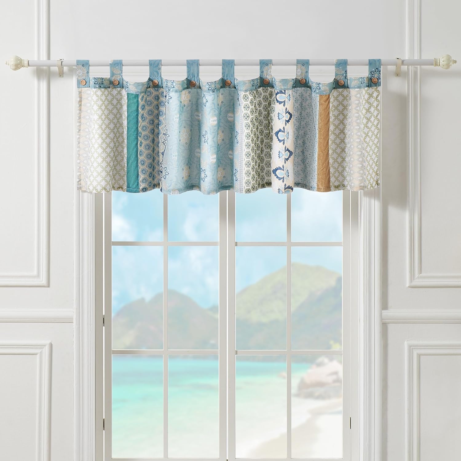 Greenland Home Thalia Velvet Embellished Window Treatment, 84 W x 21 L, Panel Pair, Blue