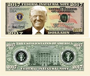 American Art Classics Trump Presidential Collectors 8 Bill Set: Commander in Chief, 2016, 2016 Victory, Legacy, 2017, Trump and Melania and Hillary for Prison Note