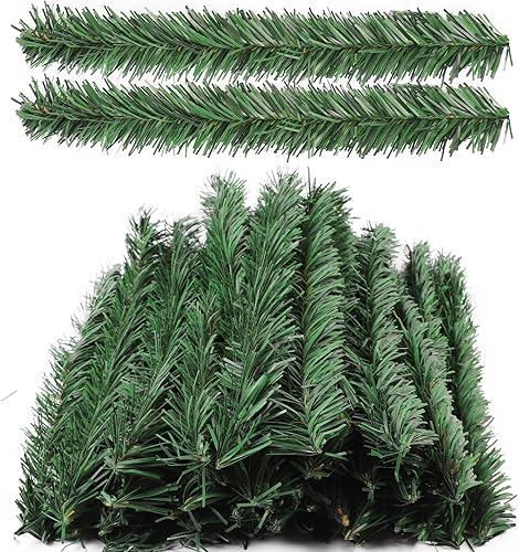 30 lazos de guirnalda de Navidad, agujas de pino artificiales, tallos de vegetación flexibles, lazos decorativos para árbol de vacaciones, fiestas,