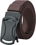 LionVII Elastic Ratchet Men Belts, 1 3/8" Stretch Belt with Automatic Buckle for Men, Adjustable Trim to Fit 27-49" Waist