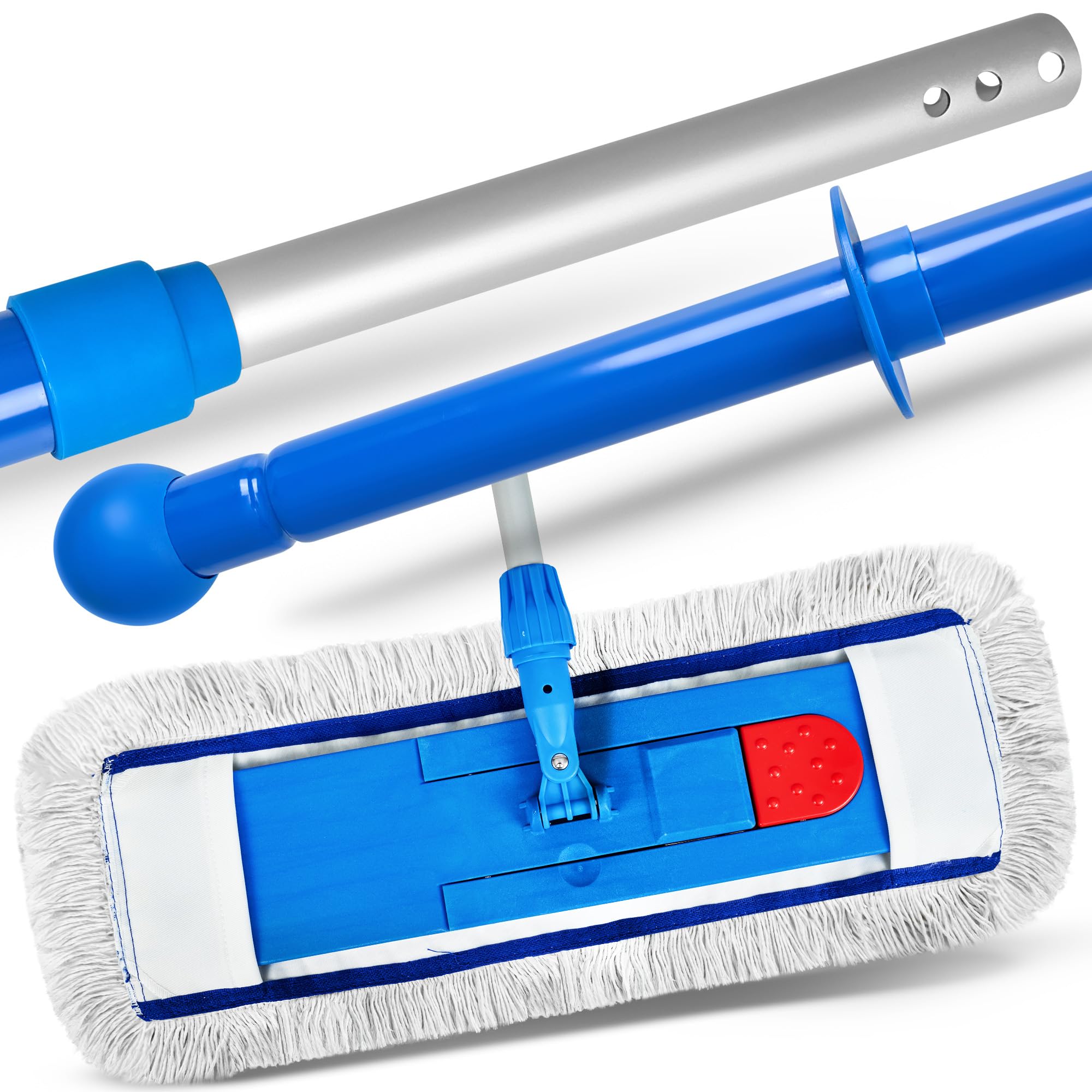 Premium Wischer Set Hospital 40CM | Krankenhaus Mopp | Magnet Klapphalter |Teleskopstiel 90-160cm | Magnethaltersystem für einfaches Wechseln | ergonomisches Putzen ohne Rückenschmerzen