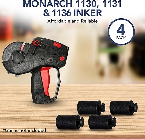 Miniatura 4 de Perco Rollo de tinta para pistolas Monarch 1130, 1131 y 1136 de precio y fecha, paquete de 4 tintas de repuesto para etiquetadoras Monarch 1130