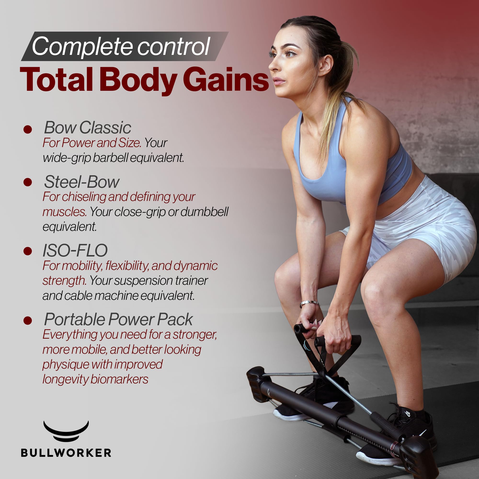Bullworker Power Pack - Equipo de ejercicio isométrico - Bow Classic de 36 pulgadas, arco de acero de 20 pulgadas y correas de entrenamiento de suspensión ISO-FLO, gimnasio en casa para hombres y