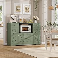 Vista 2 de HOSTACK Armario de microondas con estación de carga, armario de almacenamiento de cocina de 47 pulgadas de ancho con soporte para microondas