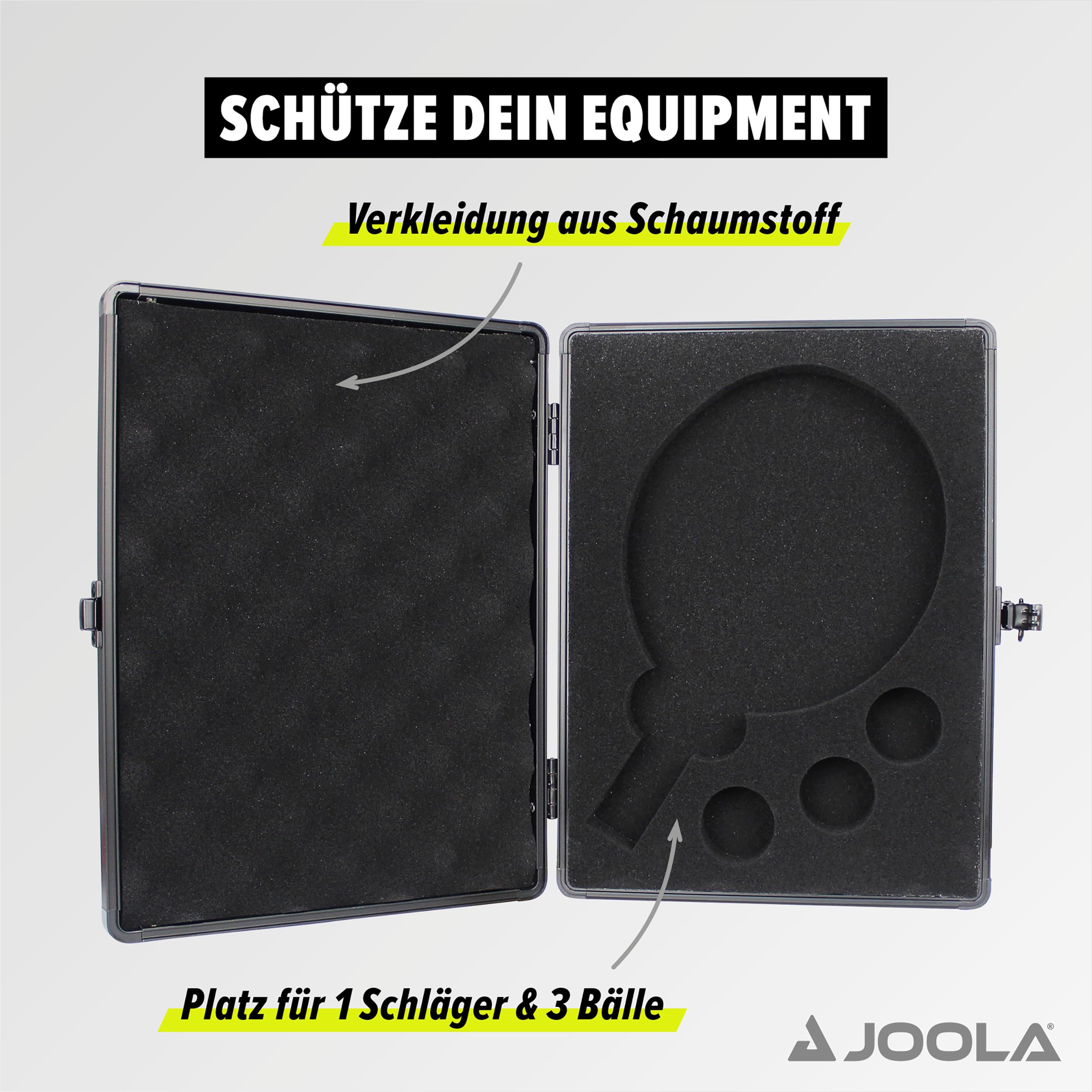 JOOLA Funda para Raqueta de Ping Pong con 3 Pelotas, 29 x 22 x 5.5 cm, Negro