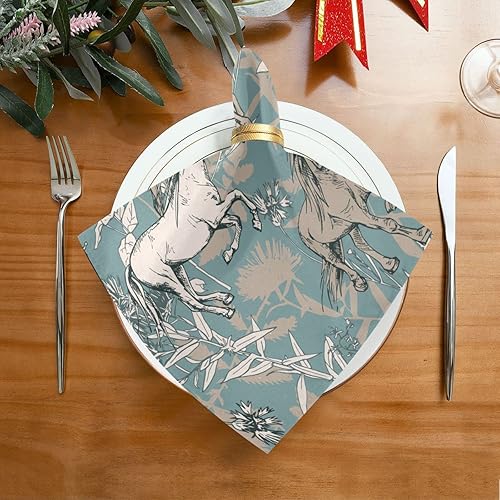 Miniatura 4 de Burbuja Juego de 6 servilletas de tela de caballos corriendo, 20 x 20 pulgadas, lavables, decorativas, para cenas familiares, bodas, fiestas, granja