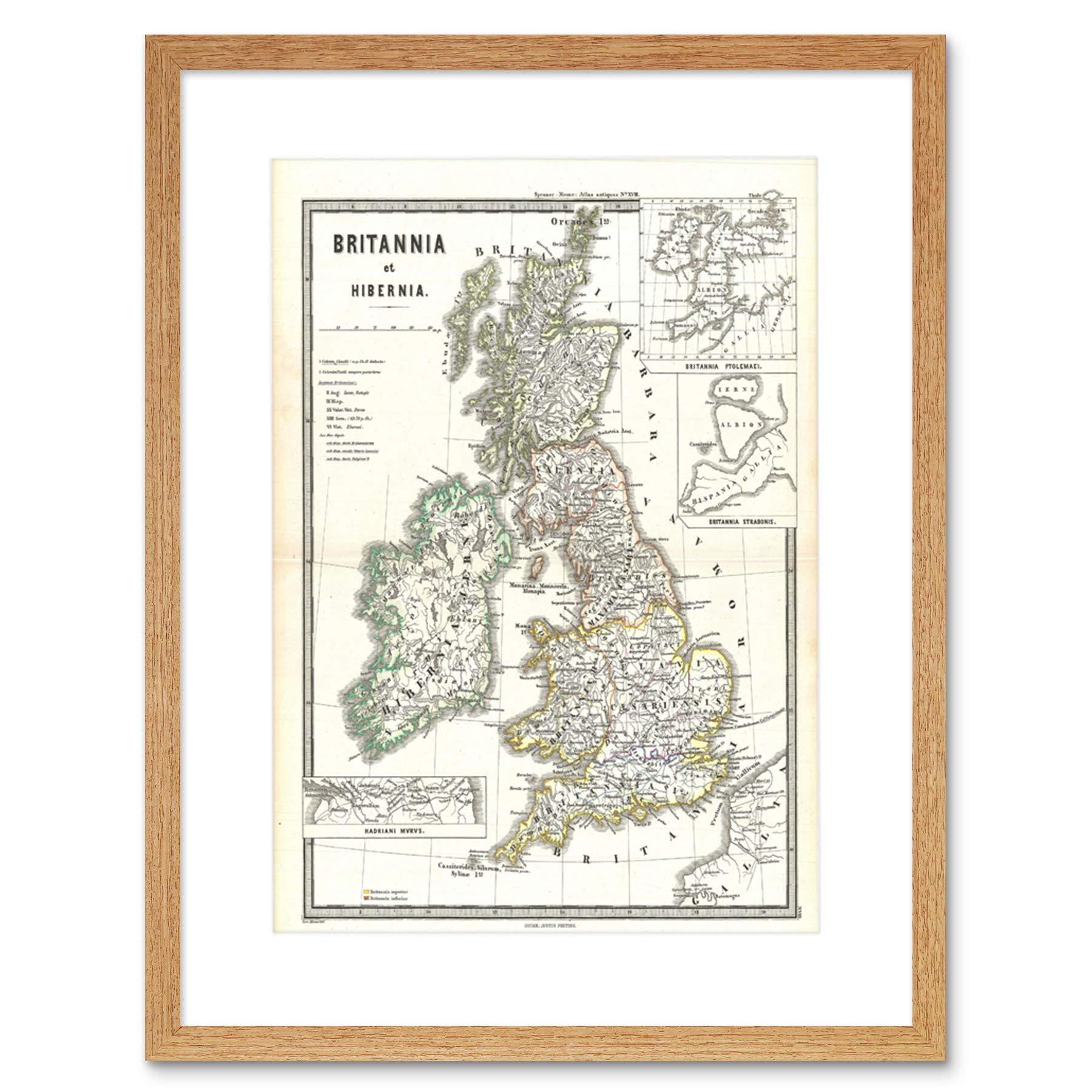 Wee Blue Coo 1865 Spruner Map British Isles England Scotland Ireland Framed Wall Art Print