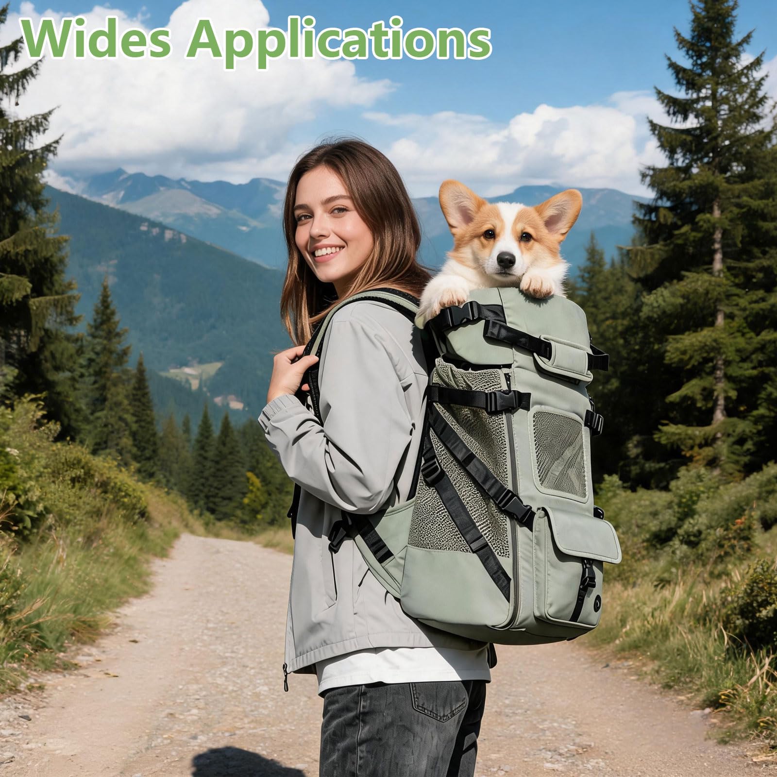 Hunderucksack für mittelgroße Hunde, Belastbarkeit 3-16kg, Atmungsaktiv und Bequem Haustier, Wasserdicht, Tragbarer Verstellbarer Hundetragerucksack für Wandern, Reisen