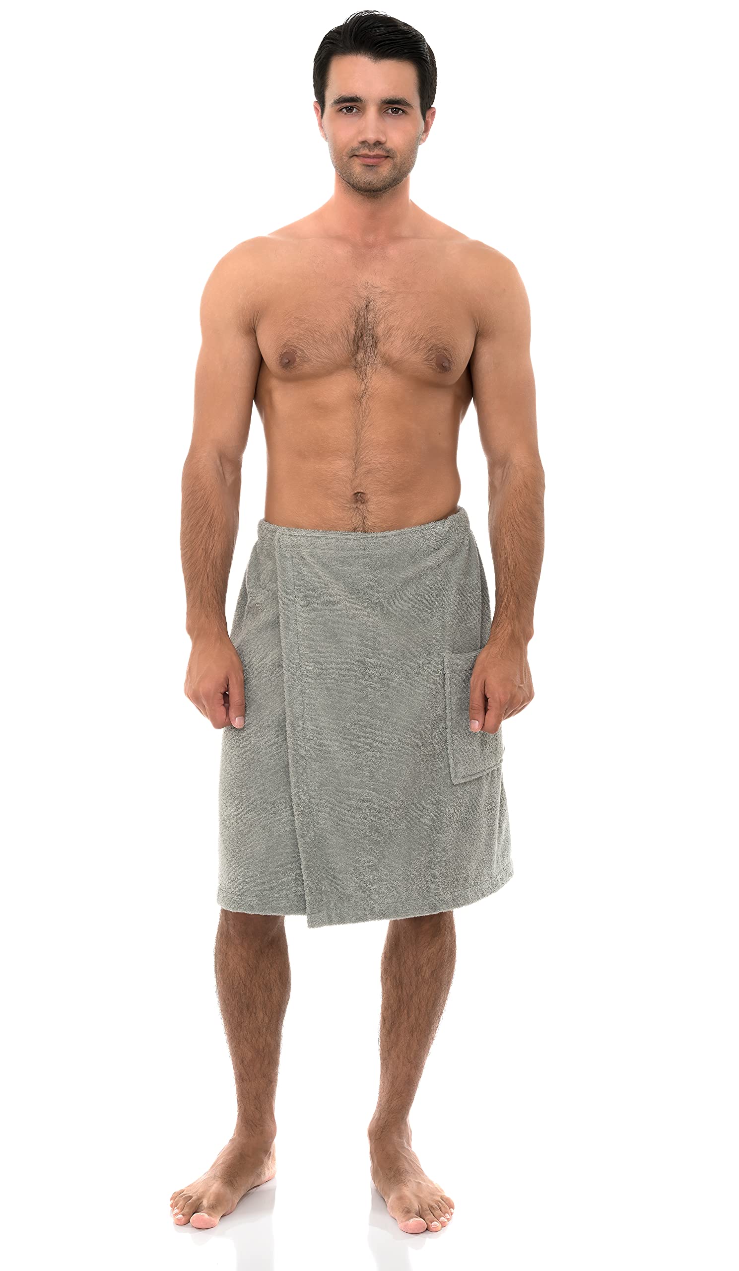 TowelSelections Mens Shower Wrap Adjustable Cotton Terry Cloth Spa Bath Towel Wrap Sauna Gym Towels for Men Large-X-Large Belgian Block