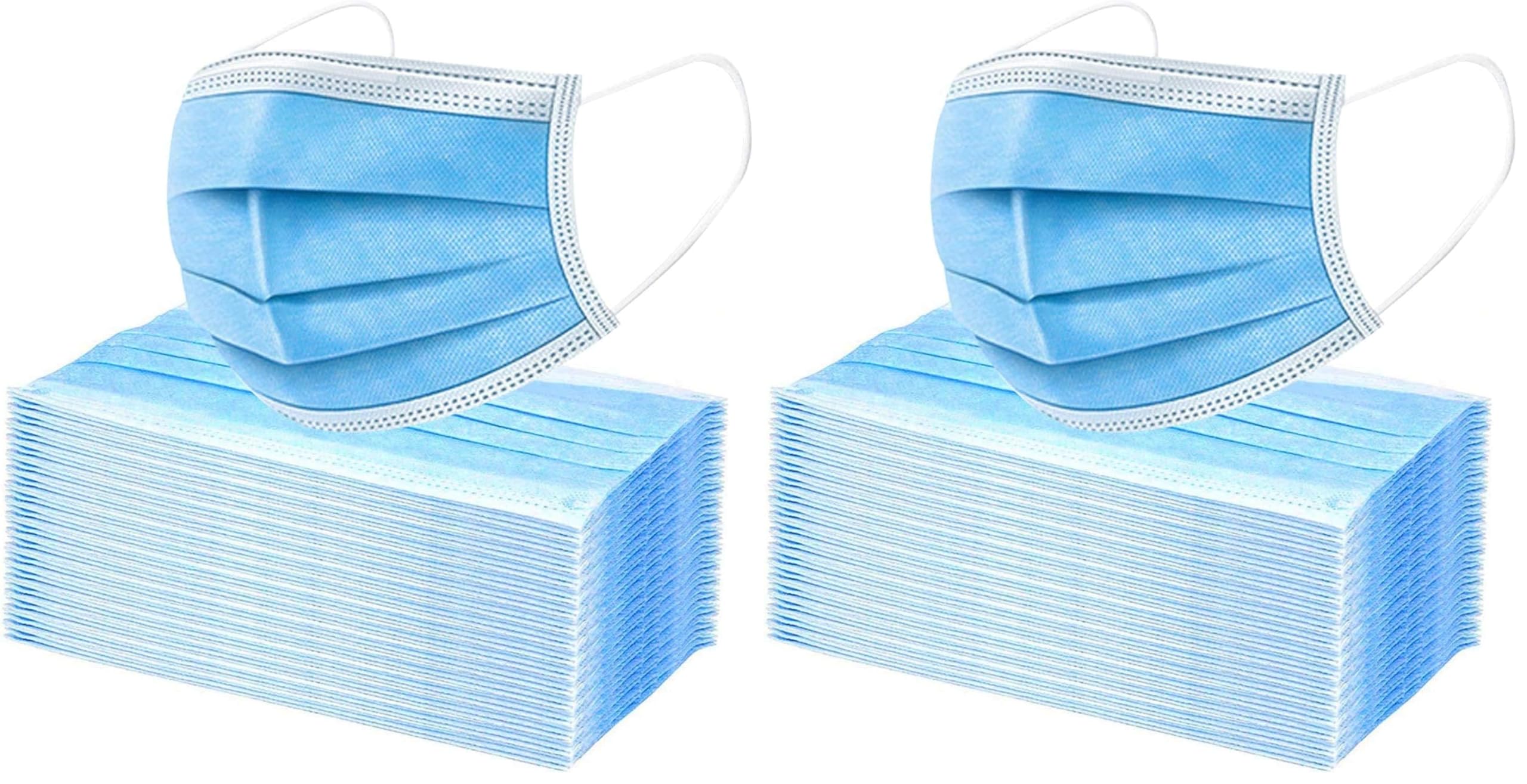 [Pack of 100] Disposable Face Mask, 3-Ply Masks Facial Cover with Elastic Earloops For Home, Office, School, and Outdoor