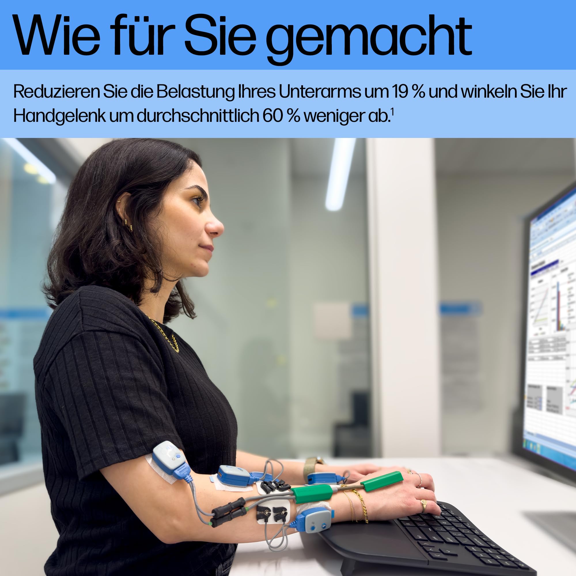 HP 960 Ergonomische Wireless-Tastatur mit separatem Ziffernblock, QWERTZ Deutsches Layout, Bluetooth & 2,4 GHz, 20 programmierbare Tasten, kompatibel mit Windows/macOS/ChromeOS, Schwarz