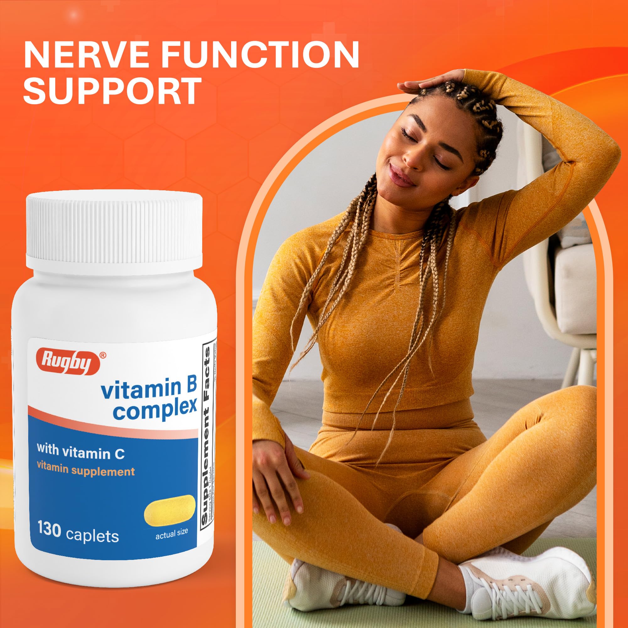 Rugby Vitamin B Complex with Vitamin C, Gluten-Free, 130 Caplets — Amazon image 5