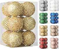 Vista 1 de Adornos de bola de Navidad de 3.15 pulgadas, con purpurina inastillable, adornos para árbol de Navidad, bolas colgantes de Navidad, decoraciones