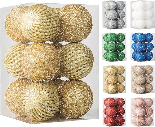 Adornos de bola de Navidad de 3.15 pulgadas, con purpurina inastillable, adornos para árbol de Navidad, bolas colgantes de Navidad, decoraciones