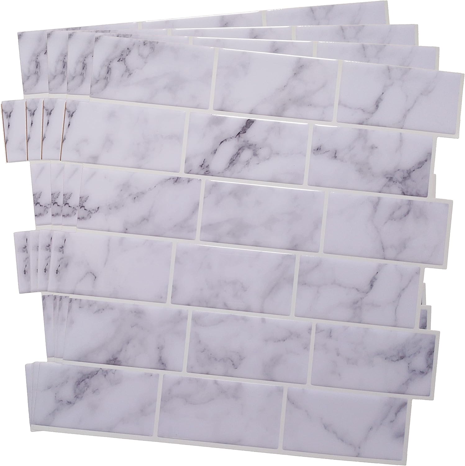 12''x12'' Vinyl Peel and Stick Tile Backsplash, Light Color Granite, Pro Series Thicker Version, 4-Sheet Pack