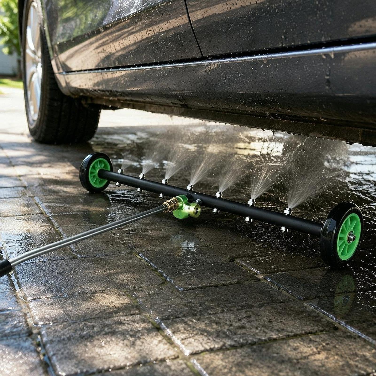 Kit de Limpieza de Bajos de Coche: de Alta Presión, Cepillo, Accesorios, Acero Y Cobre, Estable Y Adecuado para La Limpieza.