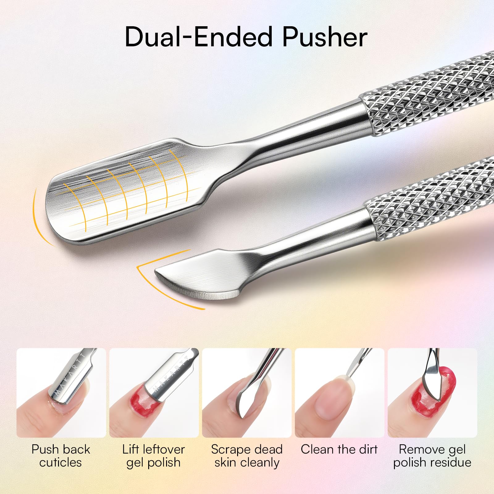 Makartt Nagelhautschieber und -zange – 2-teiliges Nagelhautentferner-Set, professioneller Edelstahl-Trimmer für Finger- und Zehennägel, Maniküre- und Pediküre-Werkzeug