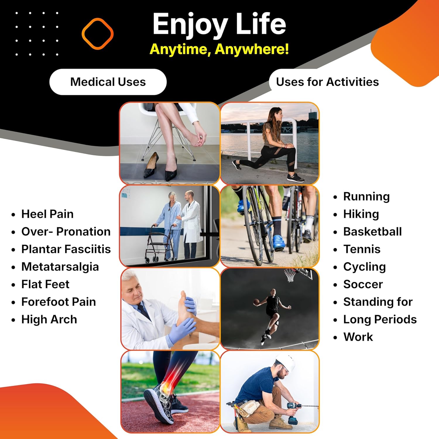 Carbon Fiber Insole with Arch Support – Plantar Fasciitis, Flat Feet, Heel Pain, Overpronation Relief, Running & Sports - Memory Foam & Breathable Fabric - Deep Heel Cup - Image 5