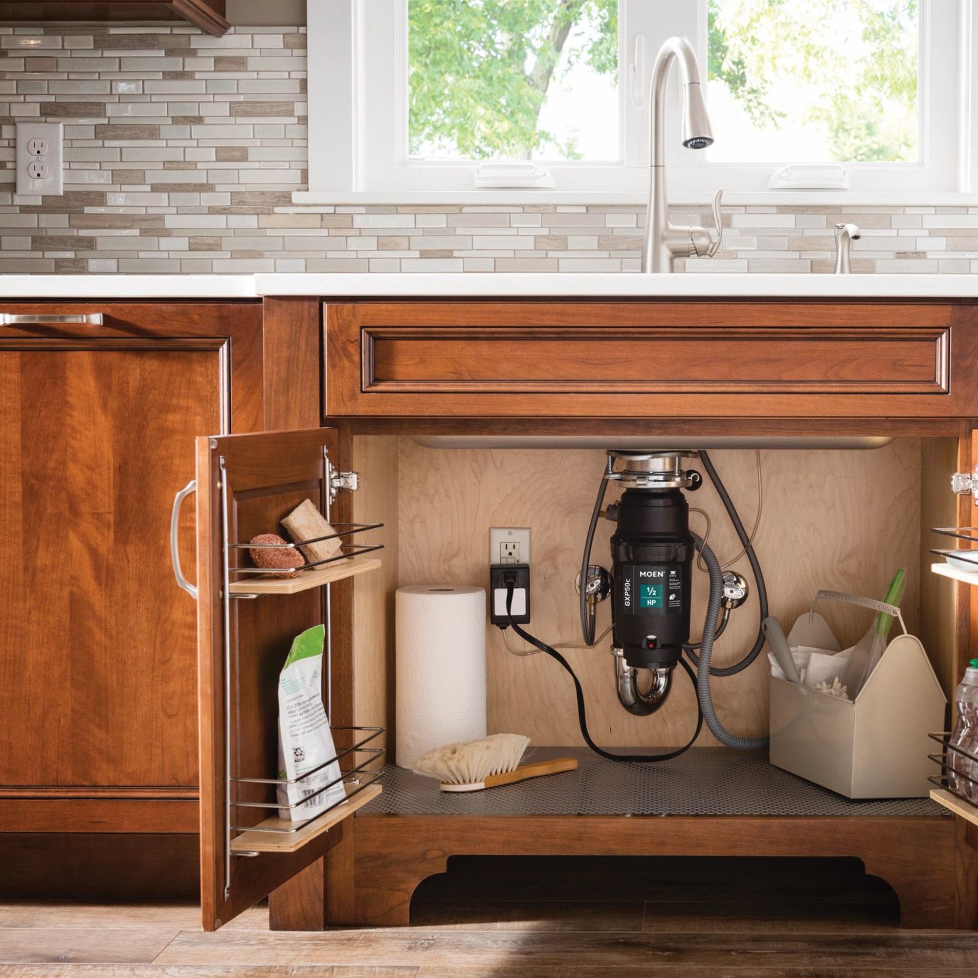 Moen GXP50C GX Prep Series PRO - Triturador de basura de alimentación continua de 1/2 HP, cable de alimentación incluido o sin terminar, 5.4 x 13.4 x 5.4 pulgadas