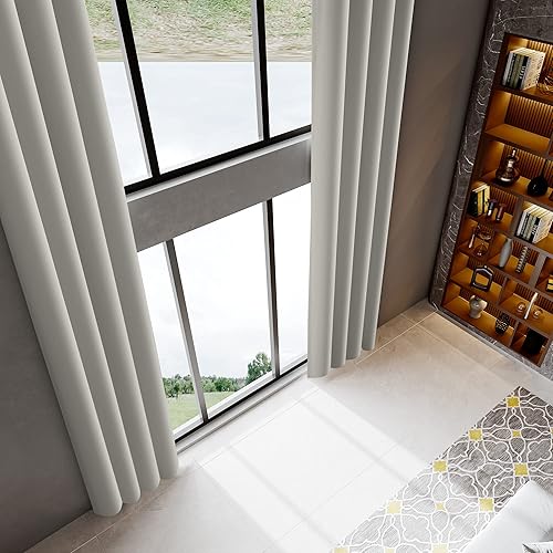Miniatura 10 de MAIHER Cortina extra larga de 17 pies de largo, para oscurecer la habitación, con aislamiento térmico, cortina de 2 pisos para techo alto, 1 panel