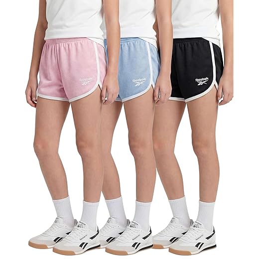 Reebok 3 Pack: Girls' Mesh Dolphin Shorts - Kids Teen Tweens Youth Active Athletic Volleyball Basketball Soccer Running