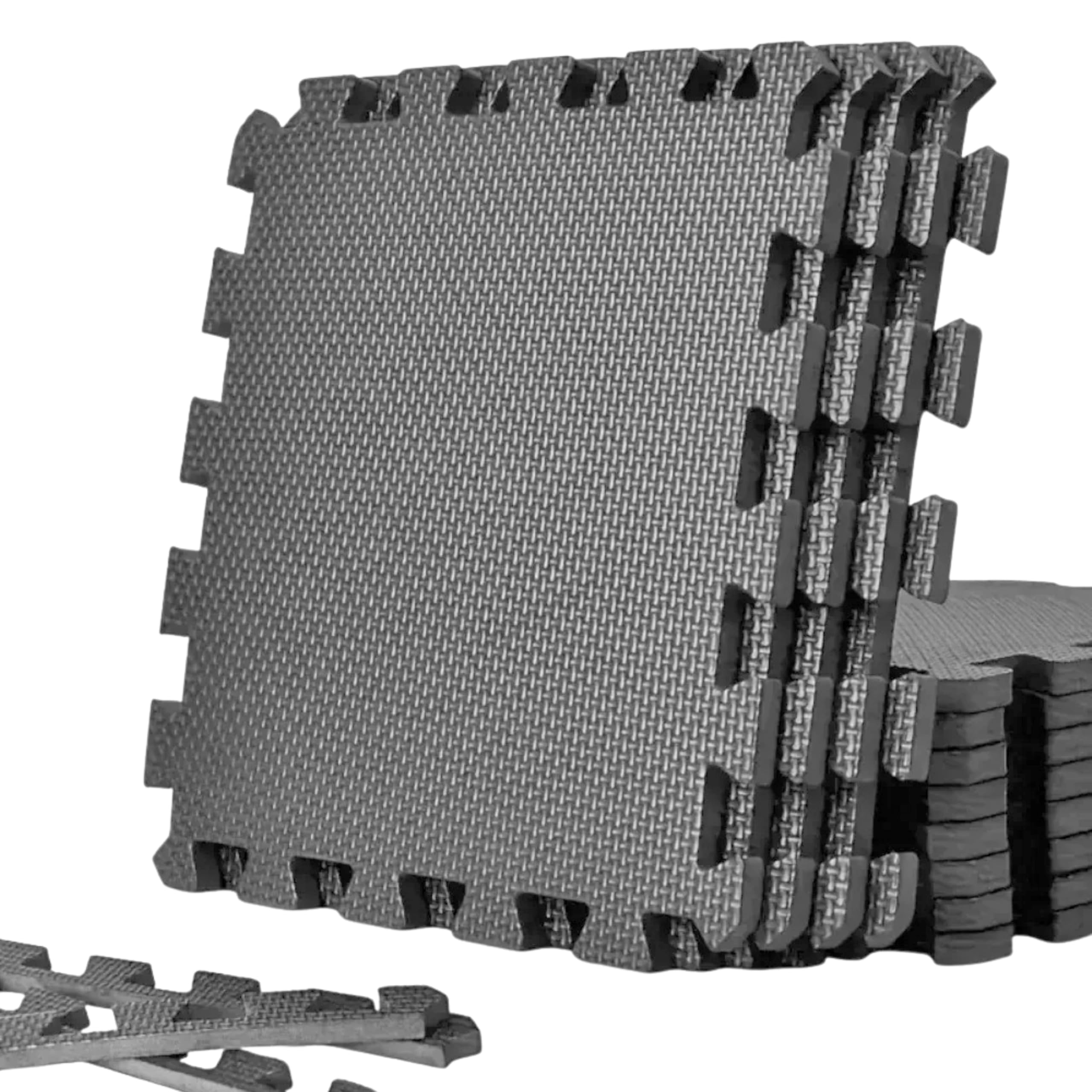 Interlocking Soft Foam Mat - 60x60cm Exercise Gym Flooring Mat - Eva Foam Play Mat Rubber Floor Tiles, Non Slip Puzzle Mat for Home, Garage & Workout (Solid Pattern, 20 Tiles (80 Square Feet))