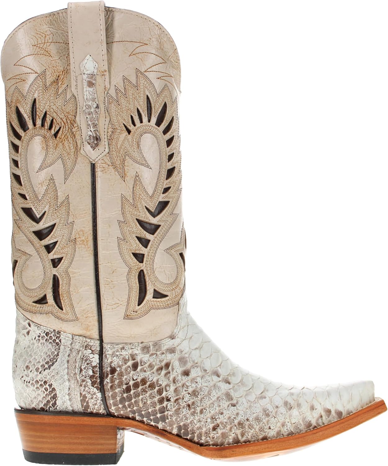 Vaccari Men's Oliver Genuine Natural Python Snip Toe Cowboy Western Boots