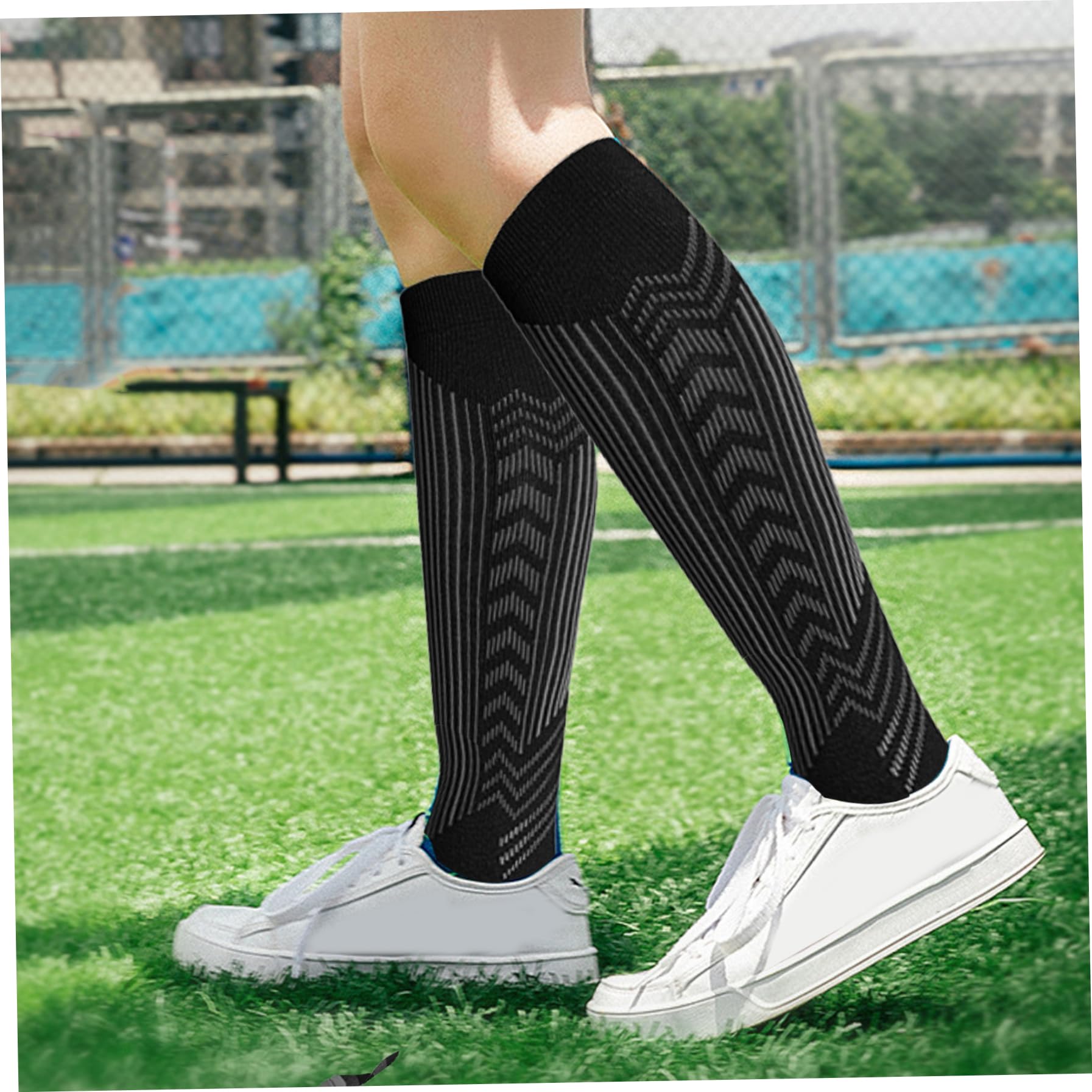 Calcetines de compresión 3 pares de calcetines de compresión atléticos suaves y transpirables para hombres y mujeres que absorben la humedad hasta la rodilla para correr, hacer deporte viajar.