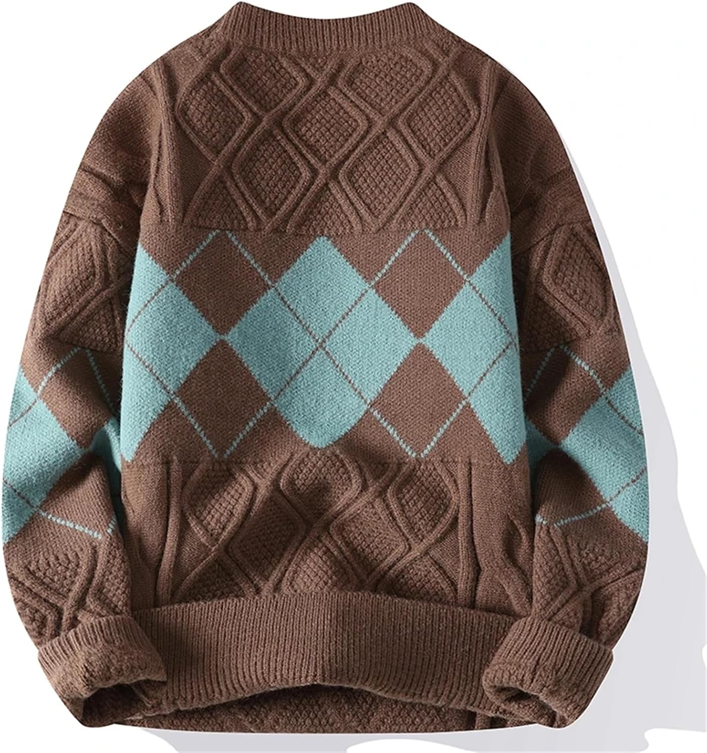 アーガイル カシミア タートルネックニット ブラック 54 アーガイル