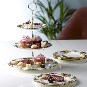 Royal Albert Old Country Roses 1051423 Old Country Roses Cake Server 5 pc Set Fine Bone China Multi