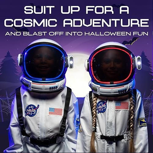 Miniatura 7 de AEROSQUAD Kids Astronaut Helmet & Costume with Led Lights, Movable Visor & Mission Sounds for Halloween Pretend Play Dress-Up